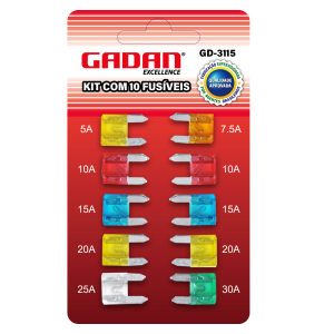 KIT COM 10 FUSIVEIS (MINI) AUTOMOTIVO - GADAN