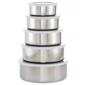 KIT 5 TIGELAS EM INOX COM TAMPA - GADAN